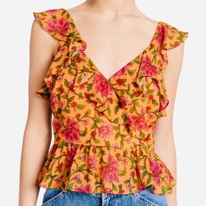 NWT - 100% Silk Veronica Beard Randa Floral-Silk Top - Size 6